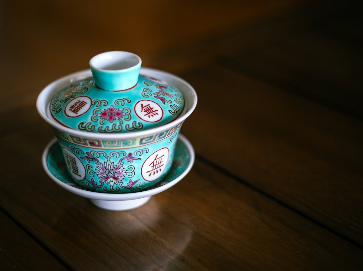Porcelain Tea Cup and Tenmoku Tea Bowl for Zen Tea Brewing