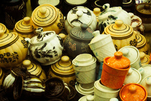 Ceramic Tea Jar Yakiobi Finish - Elegant Traditional Art