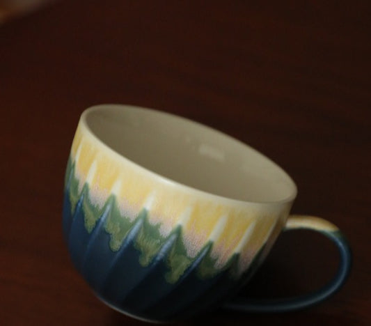 Sunset Ridge Fluted Coffee Cup -jian zhan Kiln Temmoku  glaze