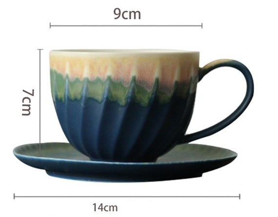 Sunset Ridge Fluted Coffee Cup -jian zhan Kiln Temmoku  glaze