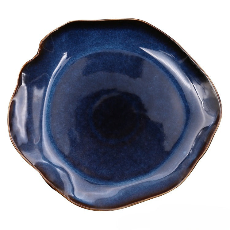 Cat‑Eye Blue Dinner Plates -jian zhan Kiln Temmoku  glaze