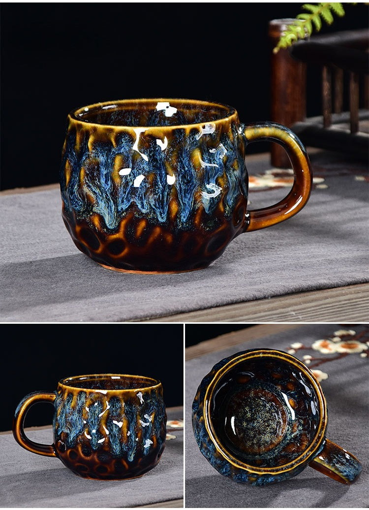 Hammered Nebula Coffee Cup -jian zhan Kiln Temmoku  glaze