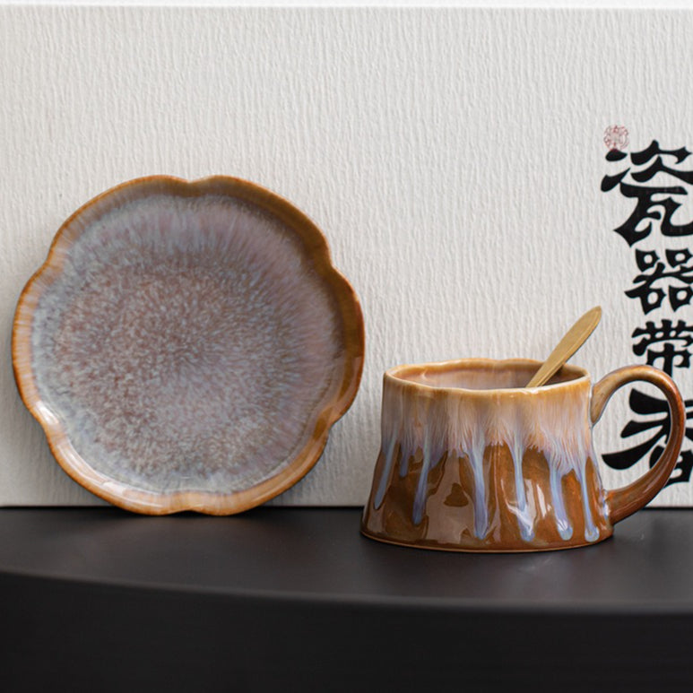 Caramel Gilded Coffee Cup -jian zhan Kiln Temmoku  glaze