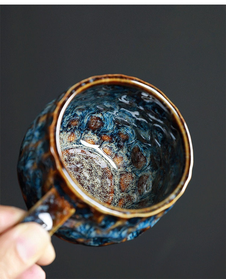 Hammered Nebula Coffee Cup -jian zhan Kiln Temmoku  glaze