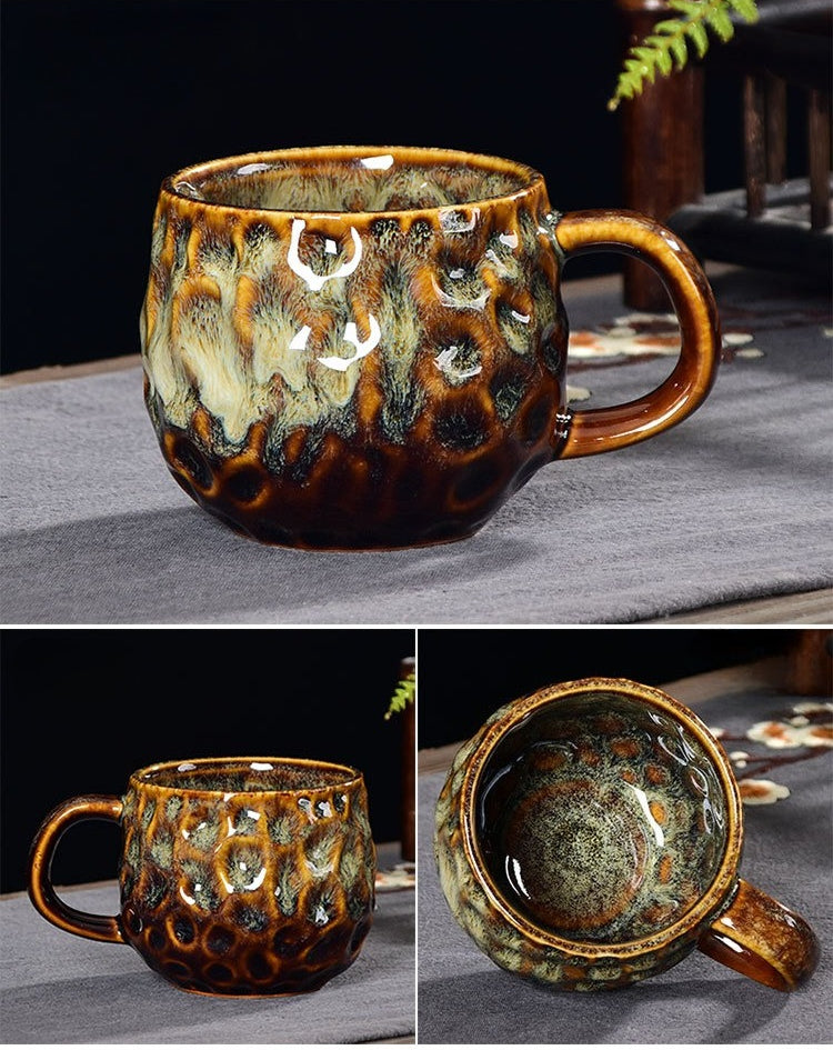 Hammered Nebula Coffee Cup -jian zhan Kiln Temmoku  glaze