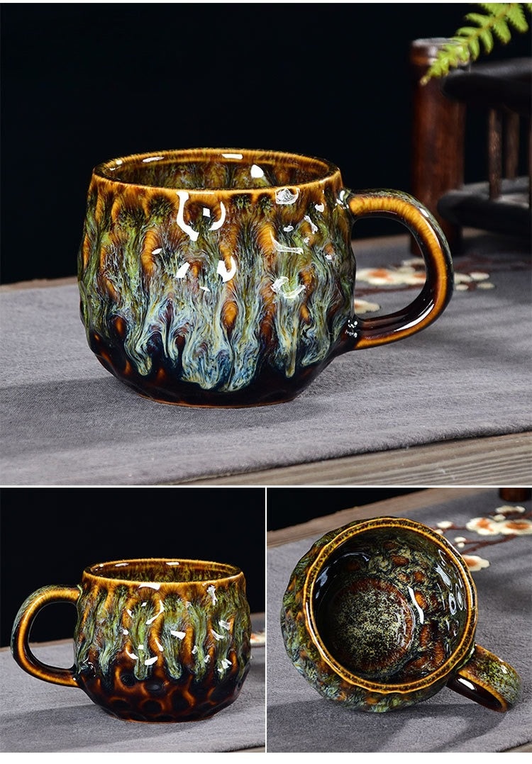 Hammered Nebula Coffee Cup -jian zhan Kiln Temmoku  glaze