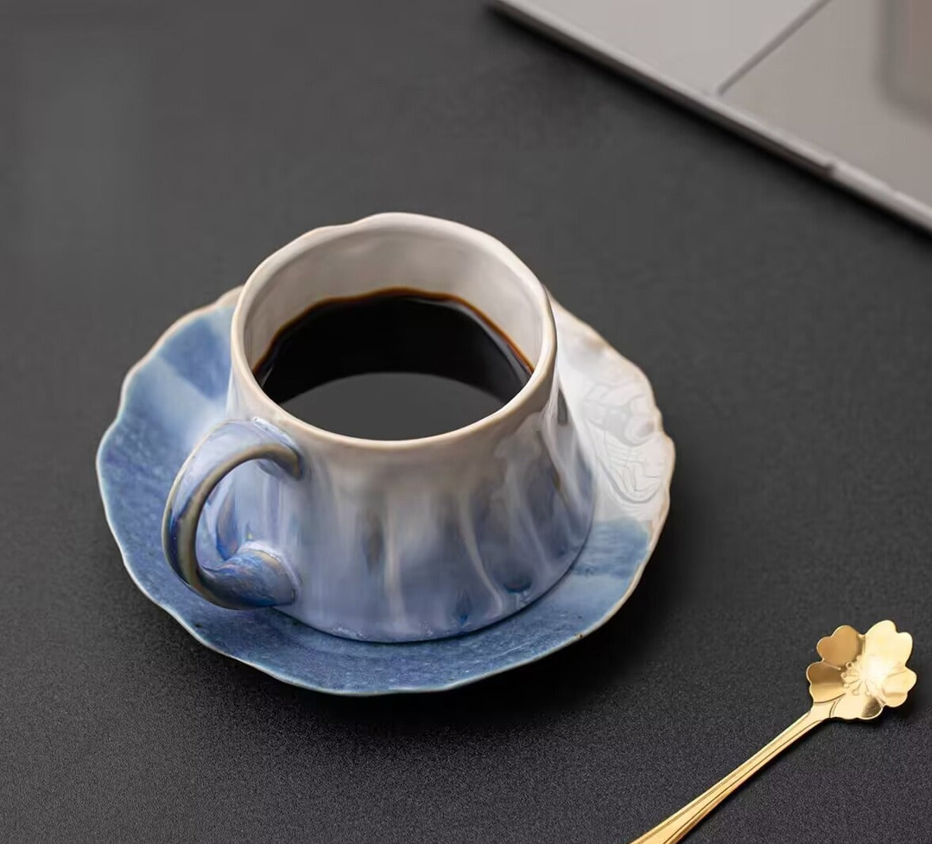 Aurora Bloom Coffee Cup -jian zhan Kiln Temmoku  glaze
