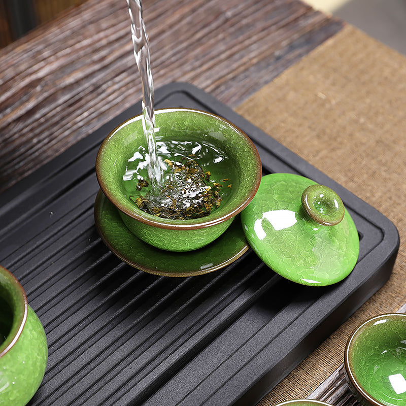 Emerald Tea Set Jian Zhan- Kiln Temmoku