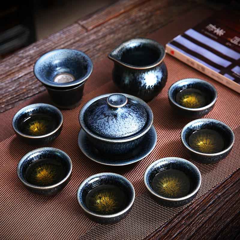 Glacier Tea Set Jian Zhan- Kiln Temmoku
