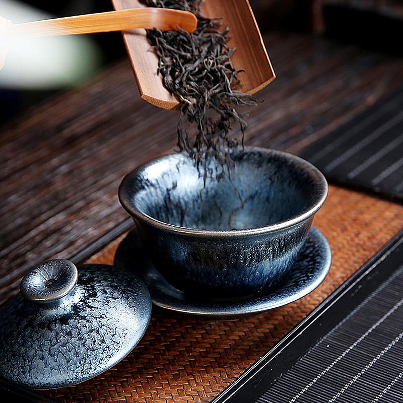 Glacier Tea Set Jian Zhan- Kiln Temmoku