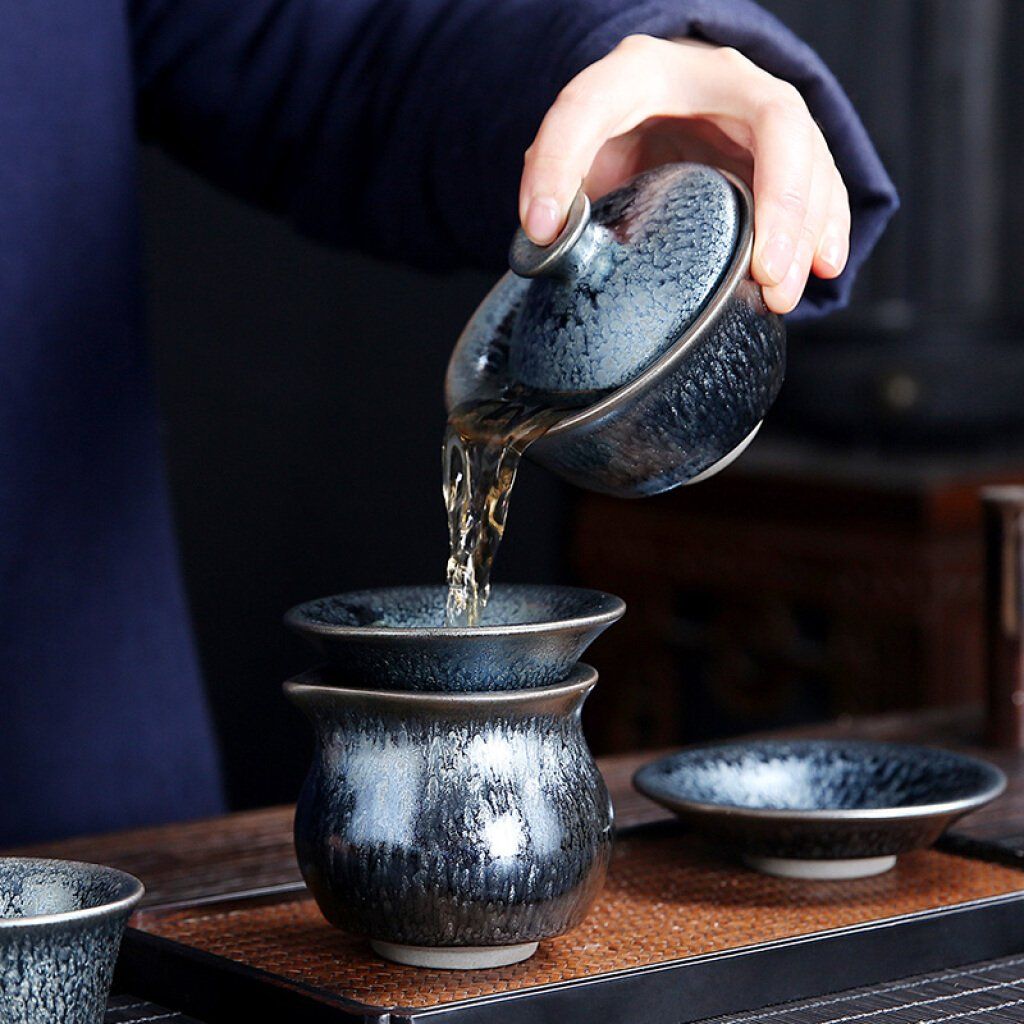 Glacier Tea Set Jian Zhan- Kiln Temmoku