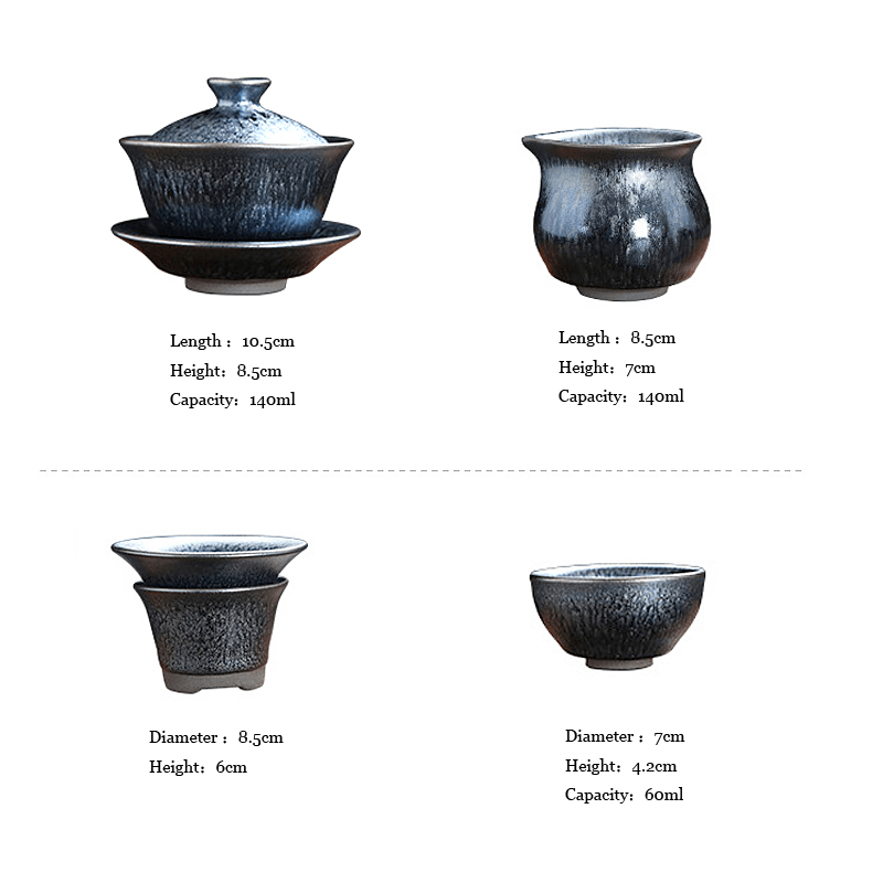 Glacier Tea Set Jian Zhan- Kiln Temmoku