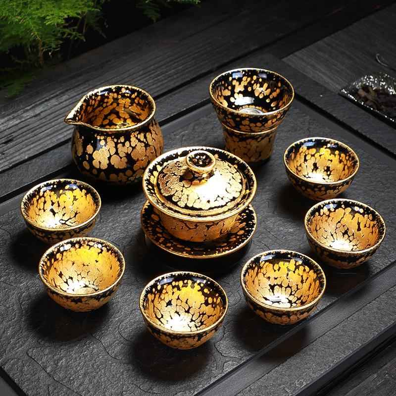 Gold Tea Set Jian Zhan- Kiln Temmoku