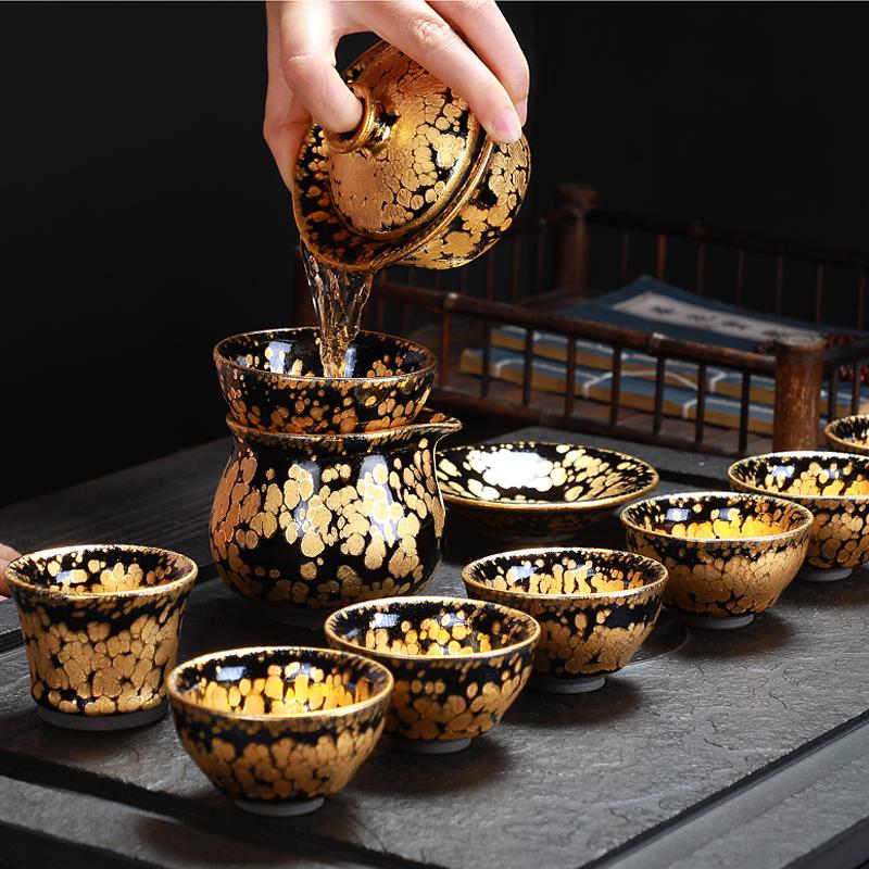 Gold Tea Set Jian Zhan- Kiln Temmoku