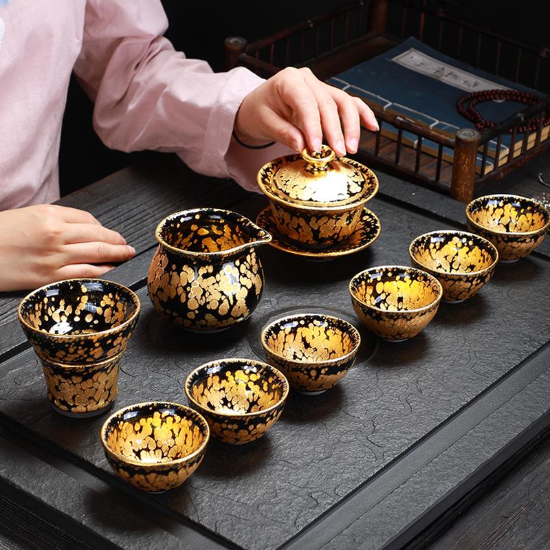 Gold Tea Set Jian Zhan- Kiln Temmoku