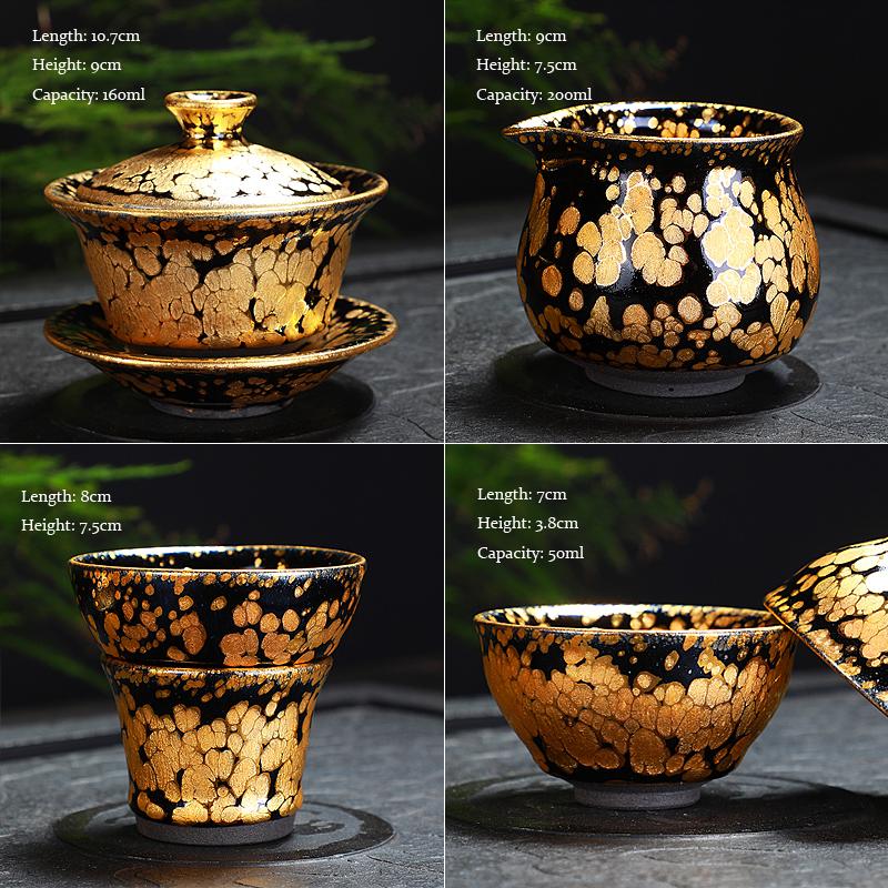 Gold Tea Set Jian Zhan- Kiln Temmoku