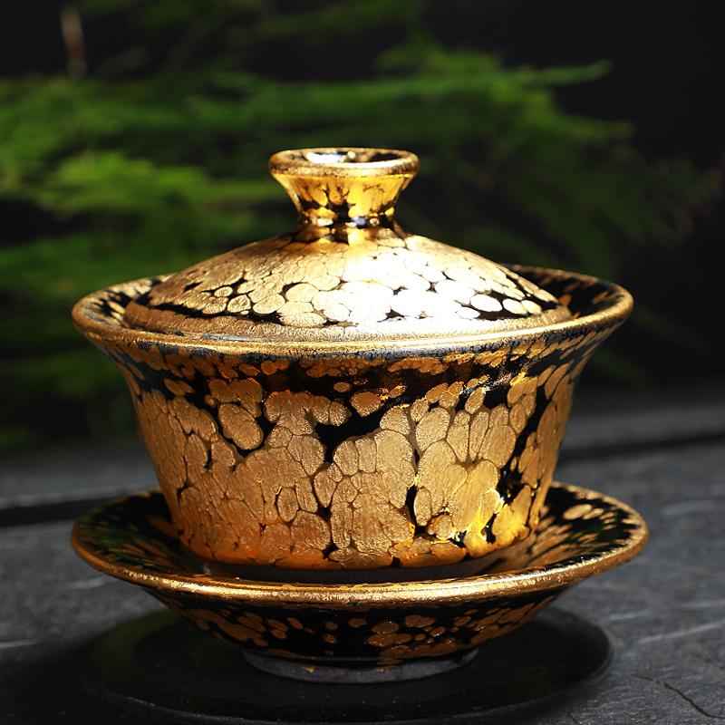 Gold Tea Set Jian Zhan- Kiln Temmoku