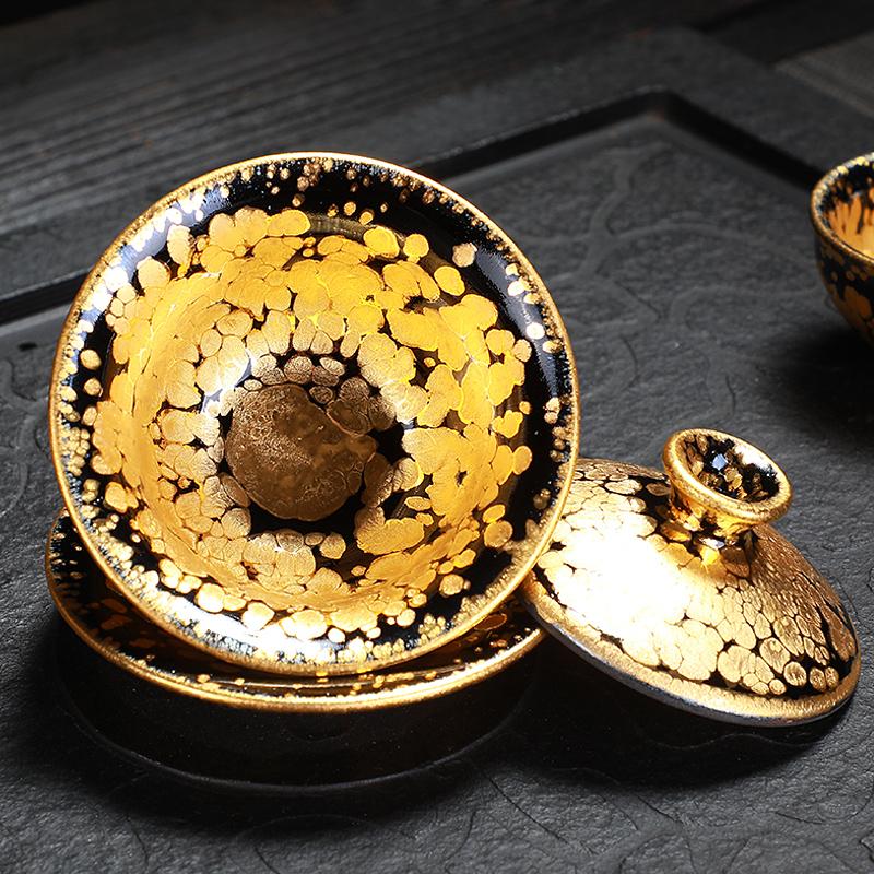 Gold Tea Set Jian Zhan- Kiln Temmoku