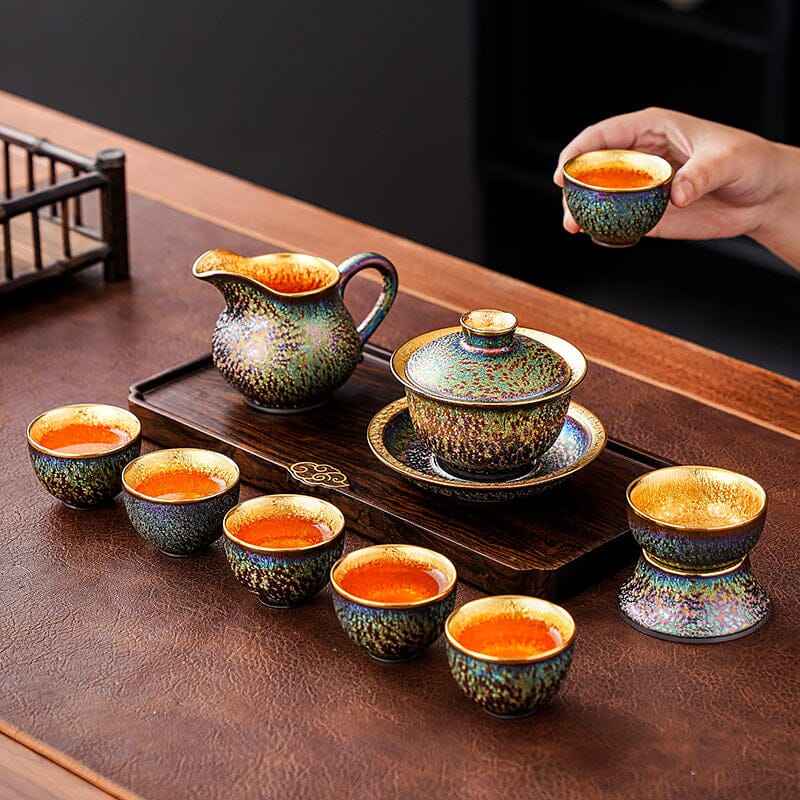 Golden Magic Tea Set Jian Zhan- Kiln Temmoku