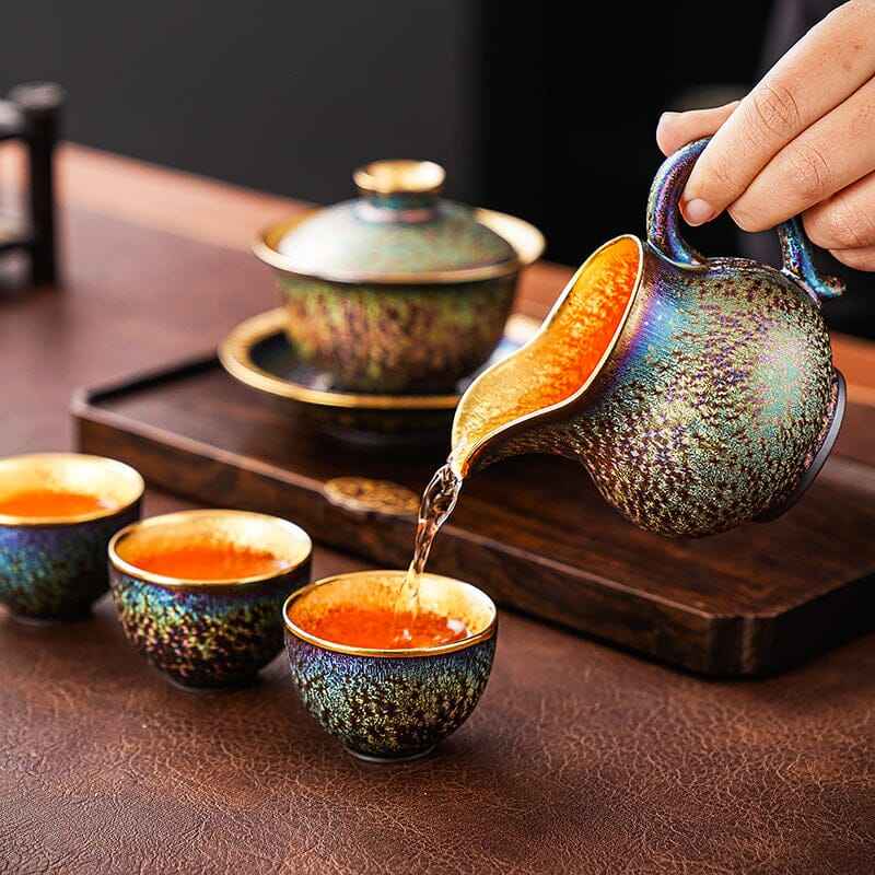 Golden Magic Tea Set Jian Zhan- Kiln Temmoku