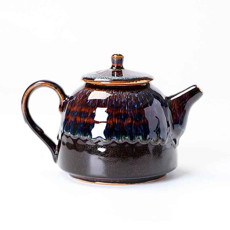 Golden Peacock Teapot Jian Zhan- Kiln Temmoku
