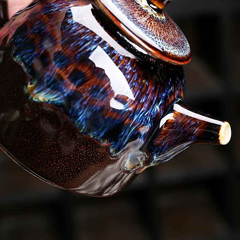 Golden Peacock Teapot Jian Zhan- Kiln Temmoku