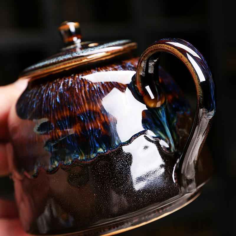 Golden Peacock Teapot Jian Zhan- Kiln Temmoku