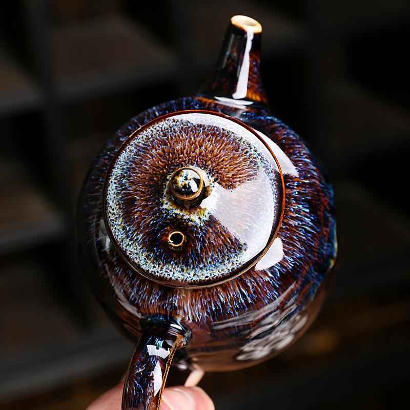Golden Peacock Teapot Jian Zhan- Kiln Temmoku