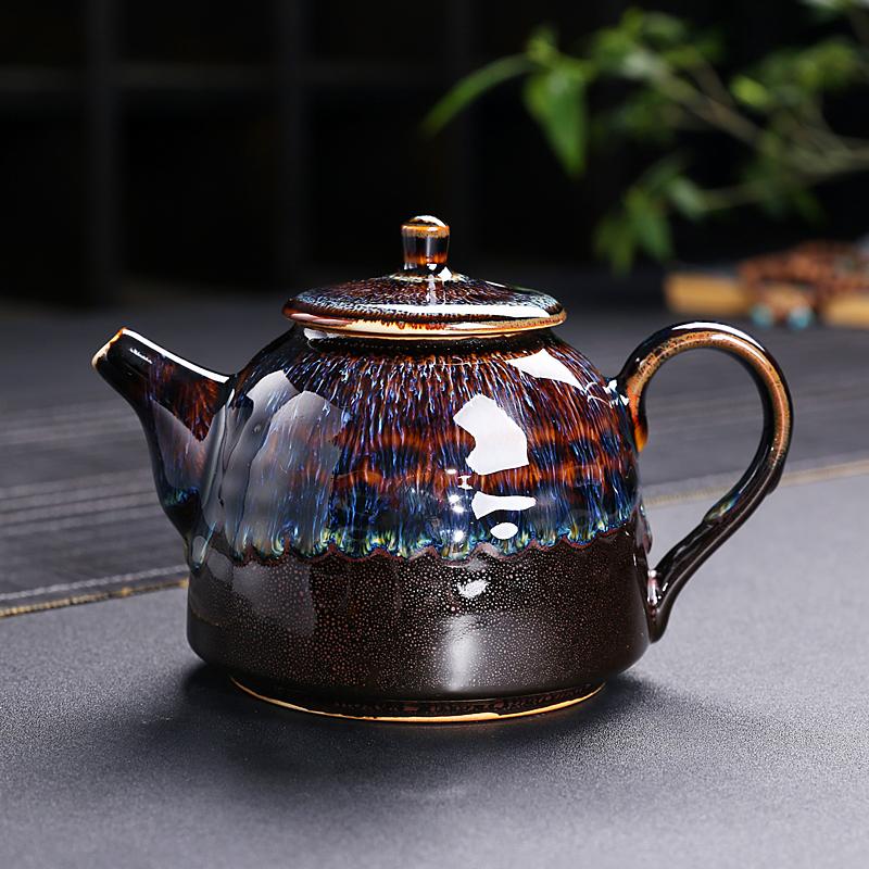 Golden Peacock Teapot Jian Zhan- Kiln Temmoku