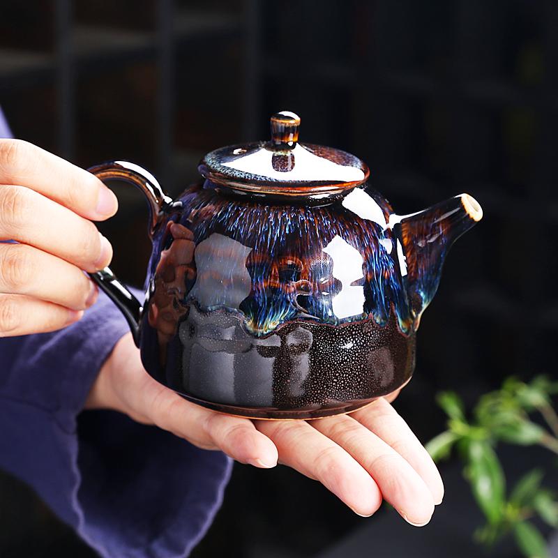Golden Peacock Teapot Jian Zhan- Kiln Temmoku