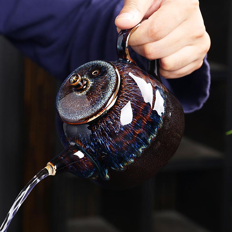 Golden Peacock Teapot Jian Zhan- Kiln Temmoku