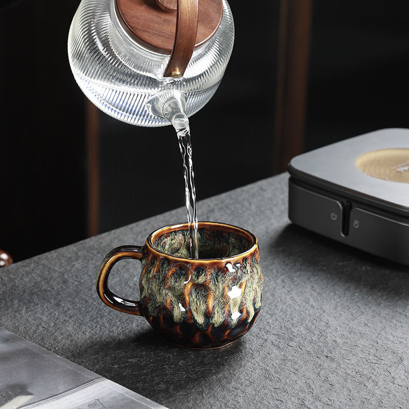 Hammered Nebula Coffee Cup -jian zhan Kiln Temmoku  glaze
