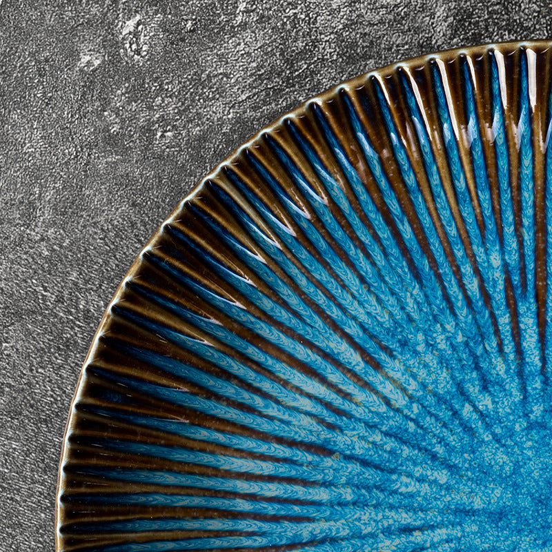 Stellar Blue Dinner Plate -jian zhan Kiln Temmoku  glaze