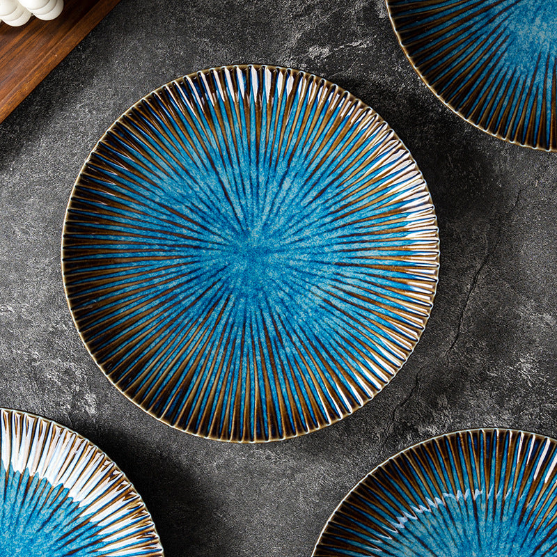 Stellar Blue Dinner Plate -jian zhan Kiln Temmoku  glaze