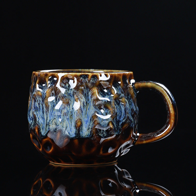 Hammered Nebula Coffee Cup -jian zhan Kiln Temmoku  glaze