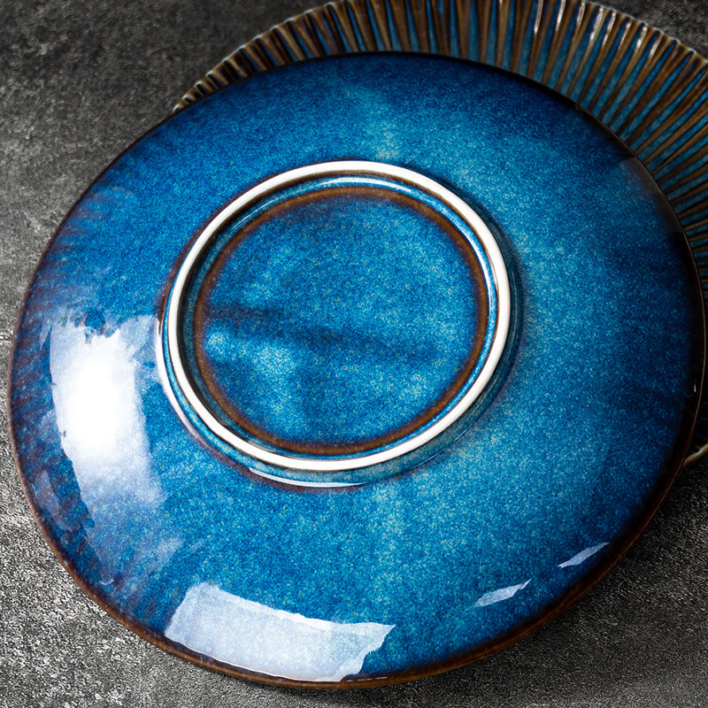 Stellar Blue Dinner Plate -jian zhan Kiln Temmoku  glaze