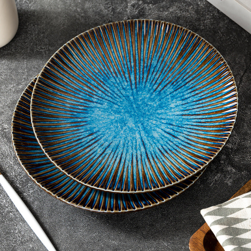Stellar Blue Dinner Plate -jian zhan Kiln Temmoku  glaze