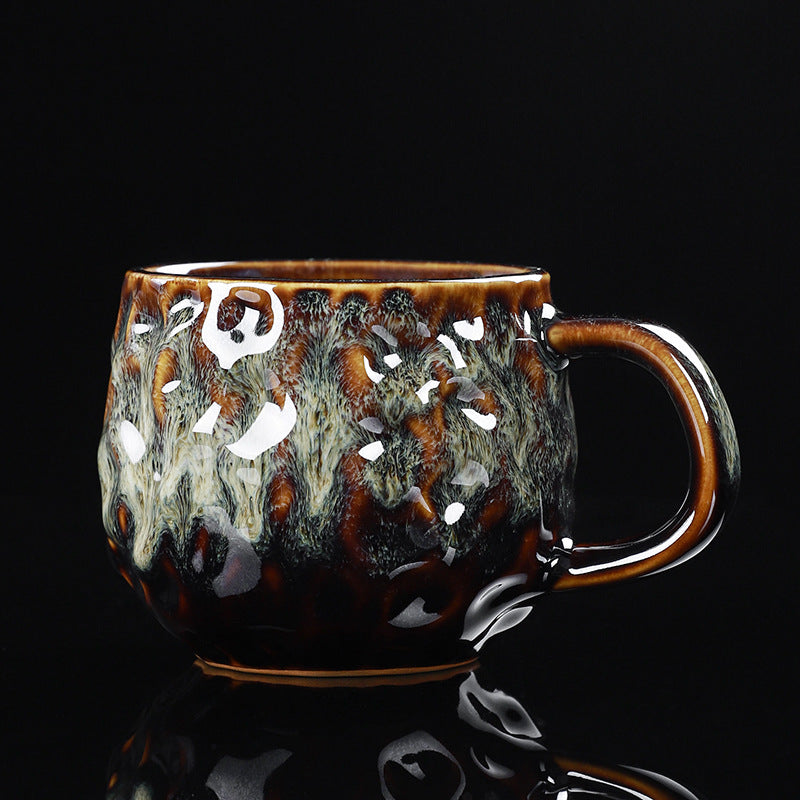 Hammered Nebula Coffee Cup -jian zhan Kiln Temmoku  glaze