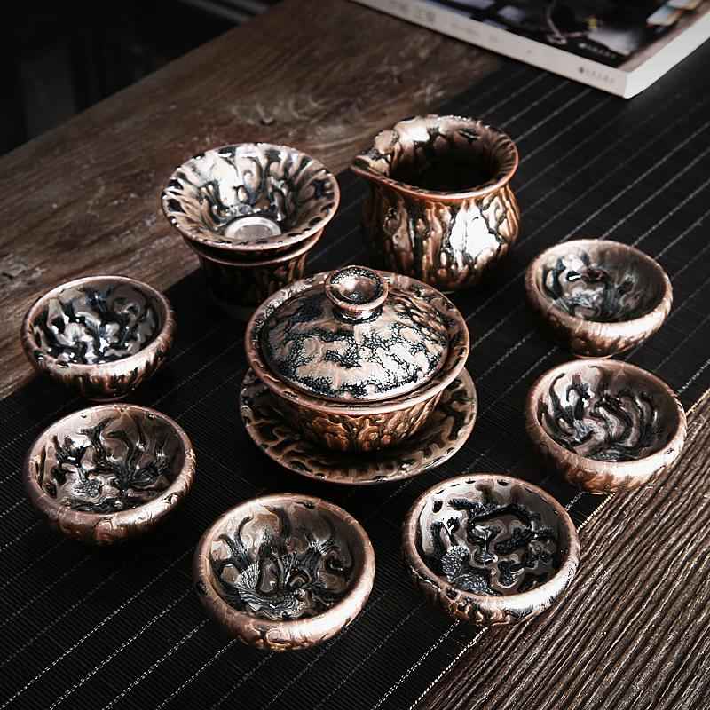 Oni Tea Set Jian Zhan- Kiln Temmoku
