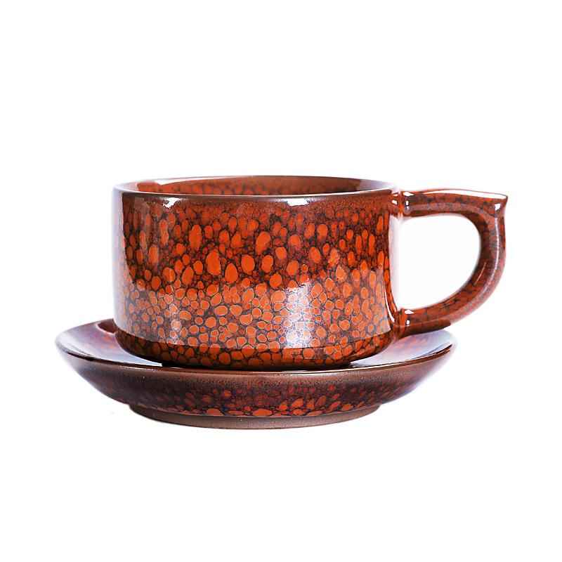 Orange Coffee Cup Jian Zhan- Kiln Temmoku