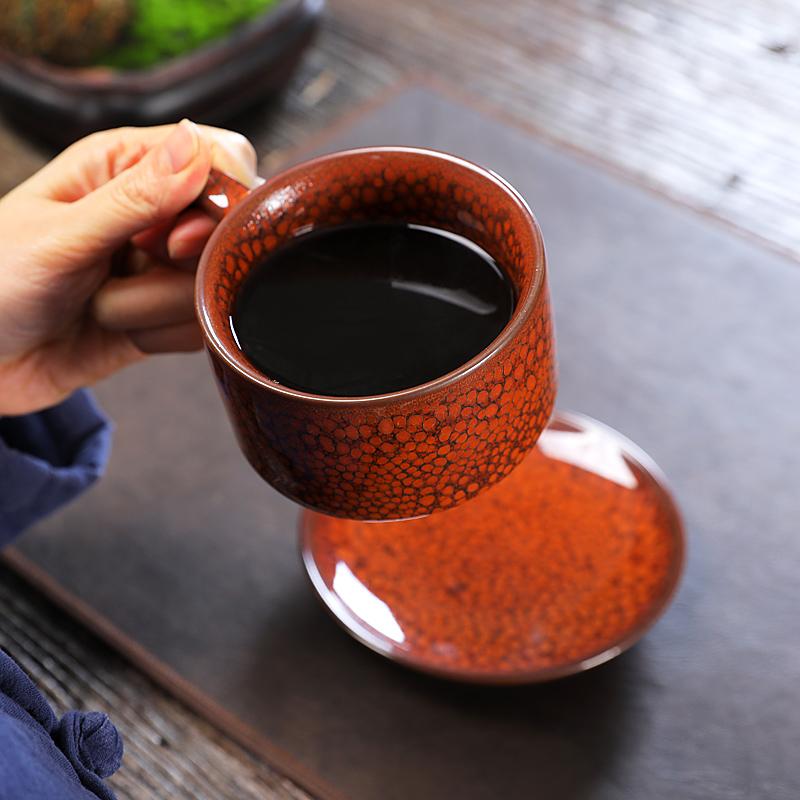 Orange Coffee Cup Jian Zhan- Kiln Temmoku