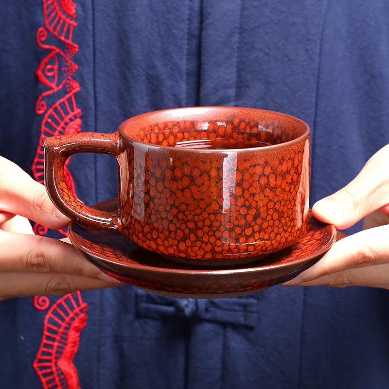 Orange Coffee Cup Jian Zhan- Kiln Temmoku