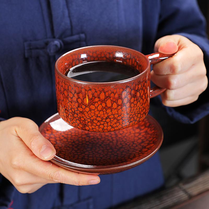 Orange Coffee Cup Jian Zhan- Kiln Temmoku