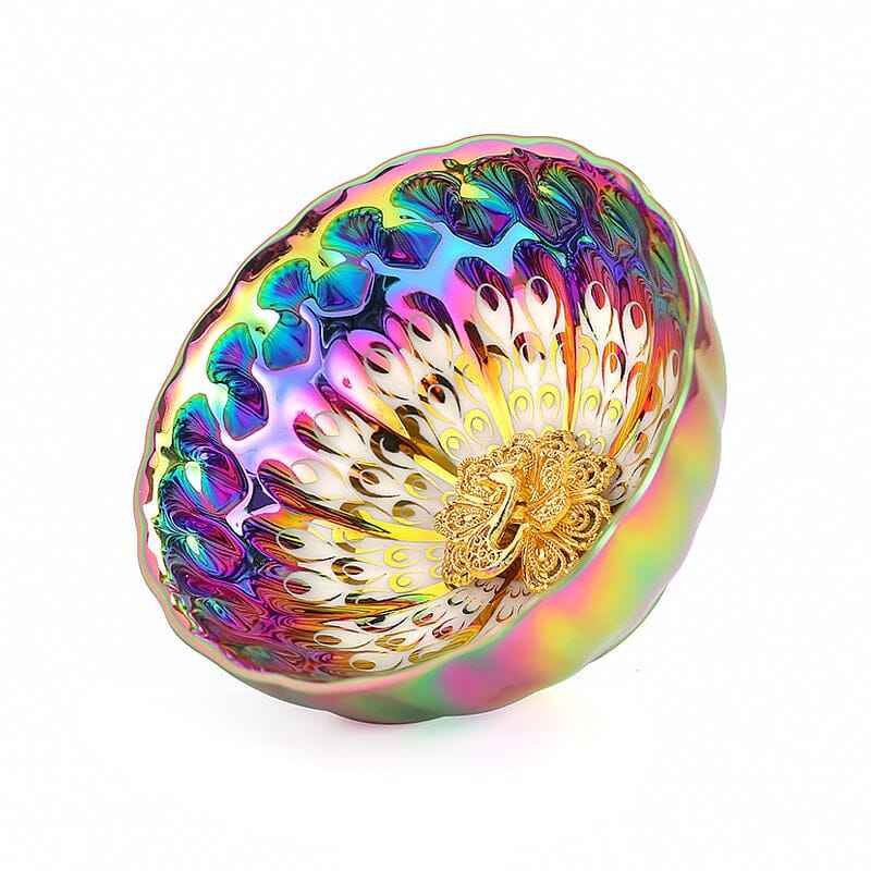 Vivid Peacock Jian Zhan- Kiln Temmoku