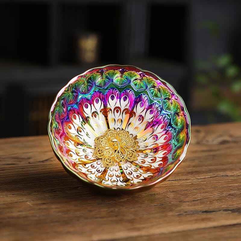 Vivid Peacock Jian Zhan- Kiln Temmoku
