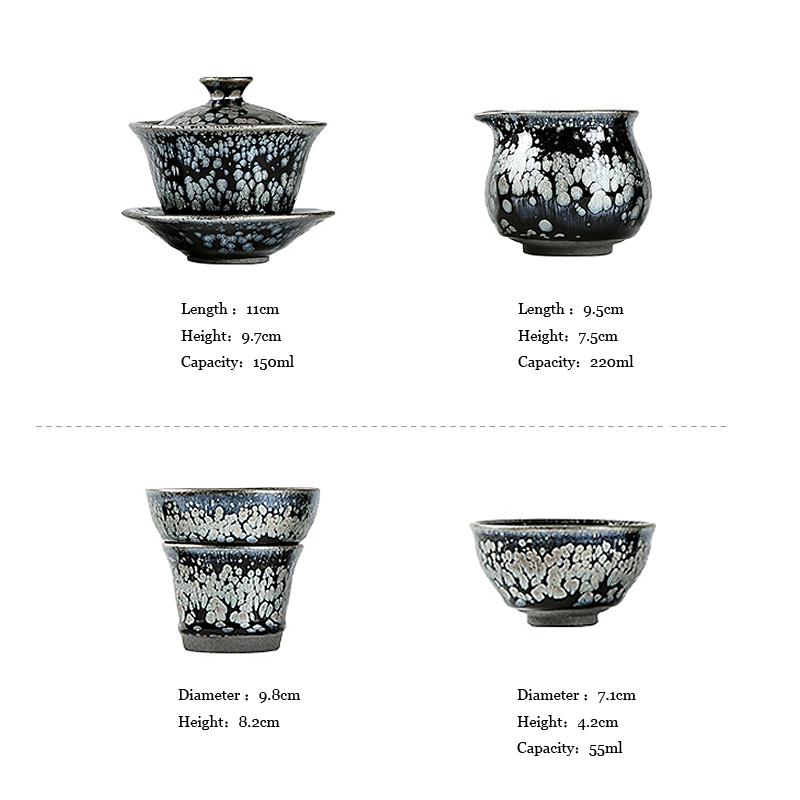 Snowflake Tea Set Jian Zhan- Kiln Temmoku