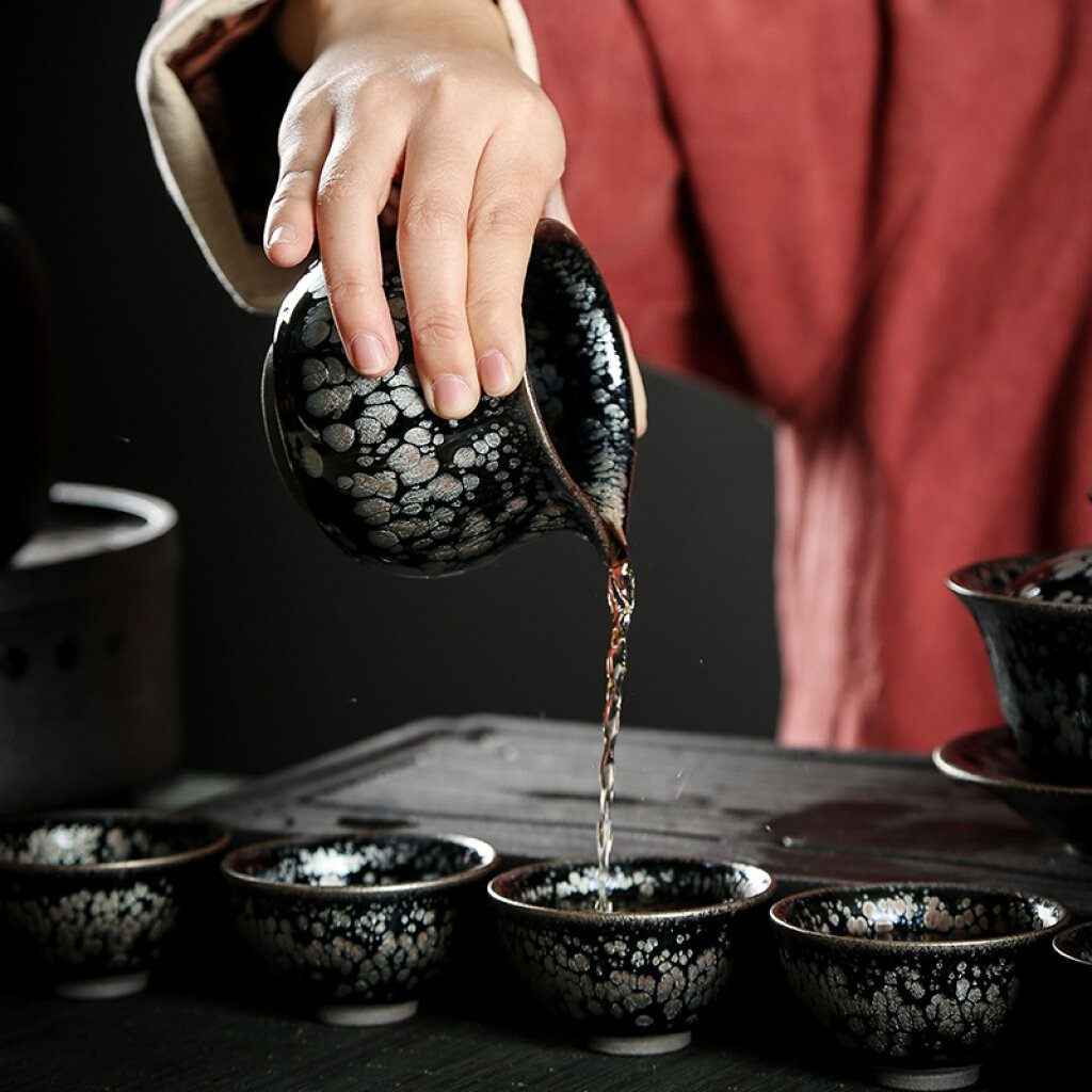 Snowflake Tea Set Jian Zhan- Kiln Temmoku