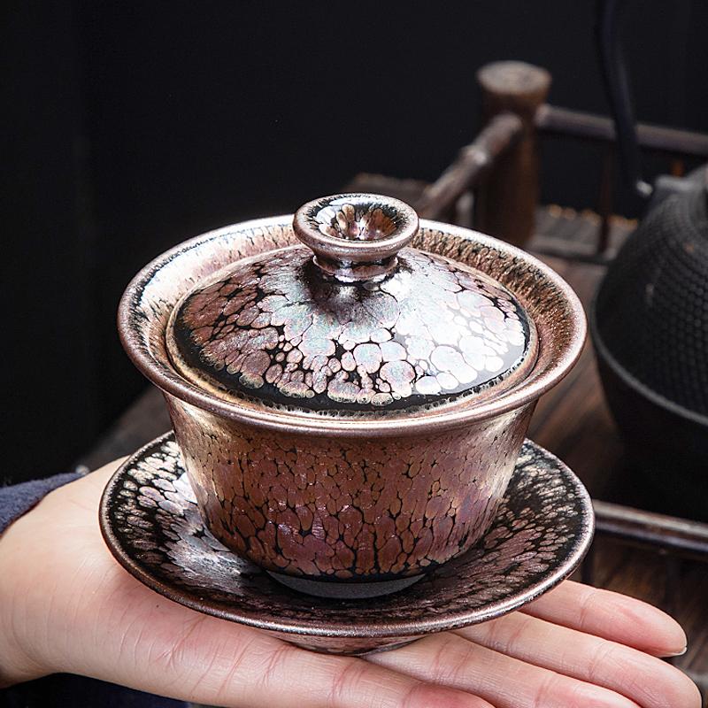 Succulent Tea Set Jian Zhan- Kiln Temmoku