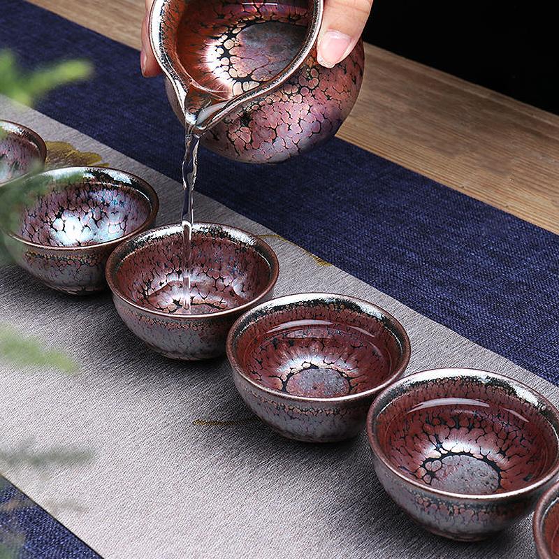 Succulent Tea Set Jian Zhan- Kiln Temmoku