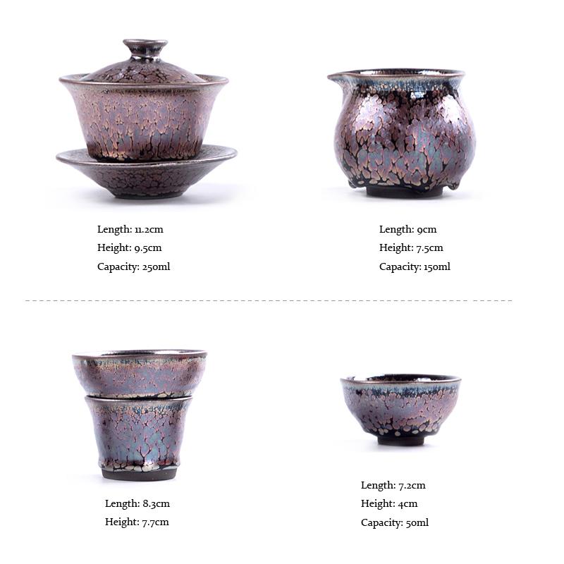 Succulent Tea Set Jian Zhan- Kiln Temmoku